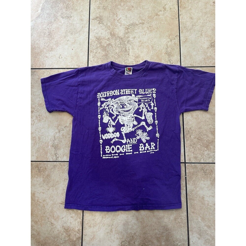 Vintage Bourbon Street Blues T-Shirt New Orleans Jazz Boogie Bar Promo Reno 98‎